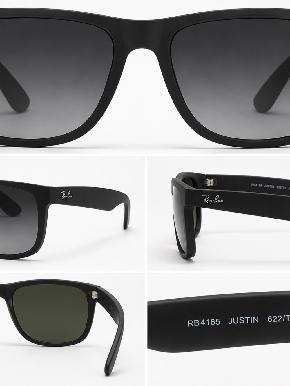 Ray-Ban RB4165 Justin Polarized Matte Black Unisex Sunglasses 54mm